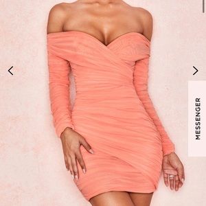 House of CB Peach Long Sleeve Dress XS *NWT*